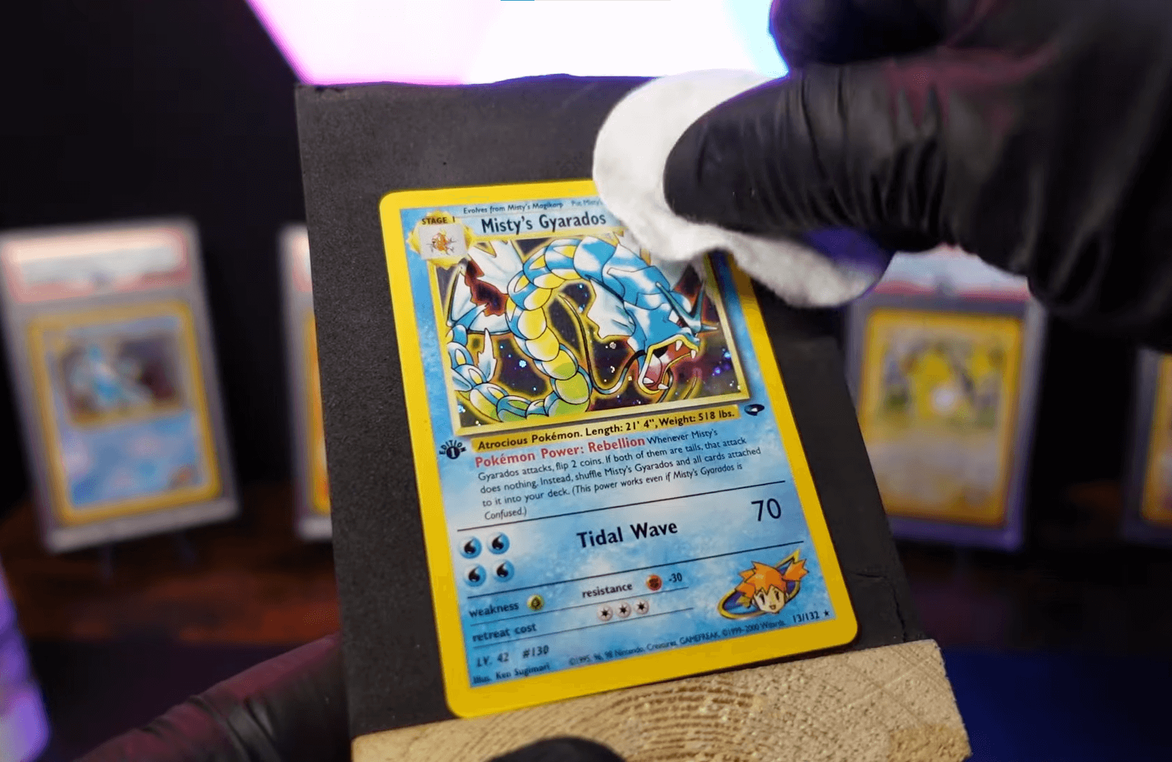 Sammelkarte wird mit Reinigungstuch vorsichtig gereinigt.